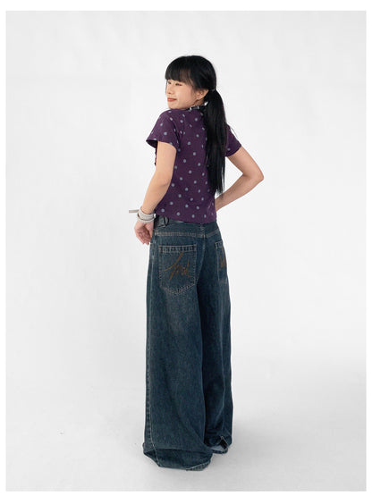 innomoood Vintage Washed Blue Baggy Low Rise Jeans