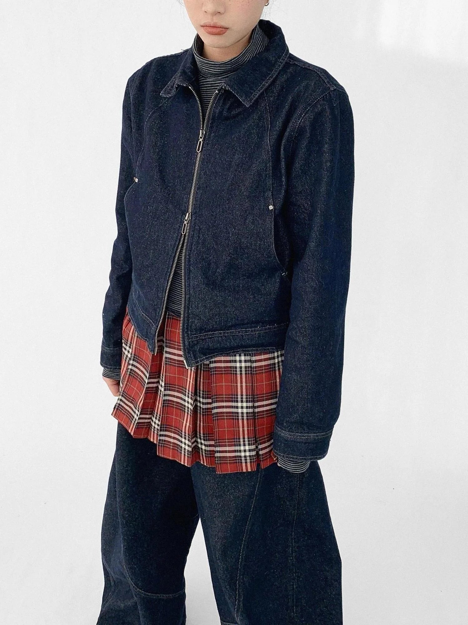 Vintage Washed Denim Jacket Unisex Cropped Trucker