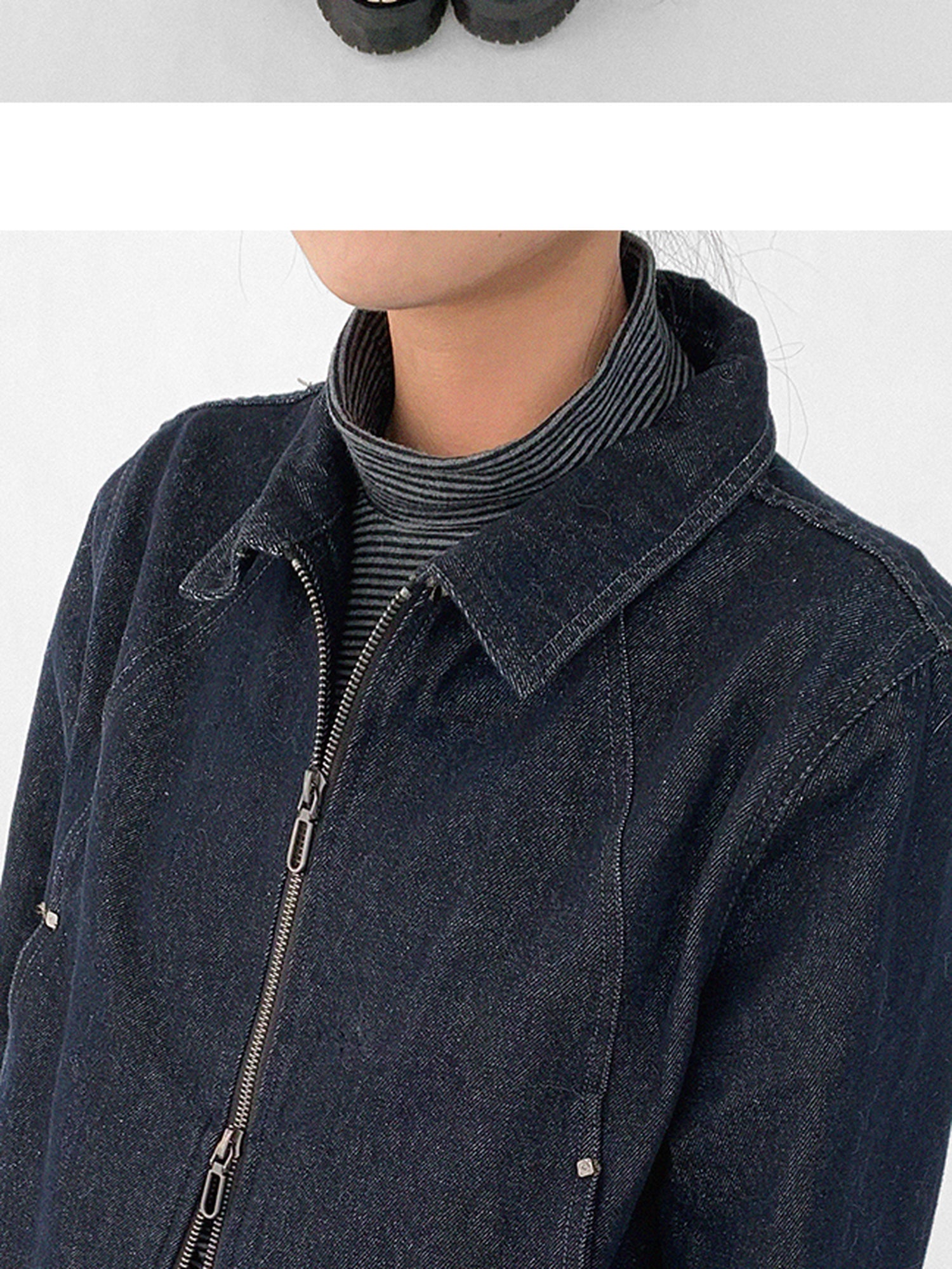 innomoood Vintage Washed Denim Jacket Unisex Cropped Trucker