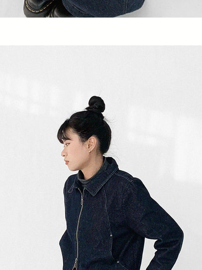 Vintage Washed Denim Jacket Unisex Cropped Trucker