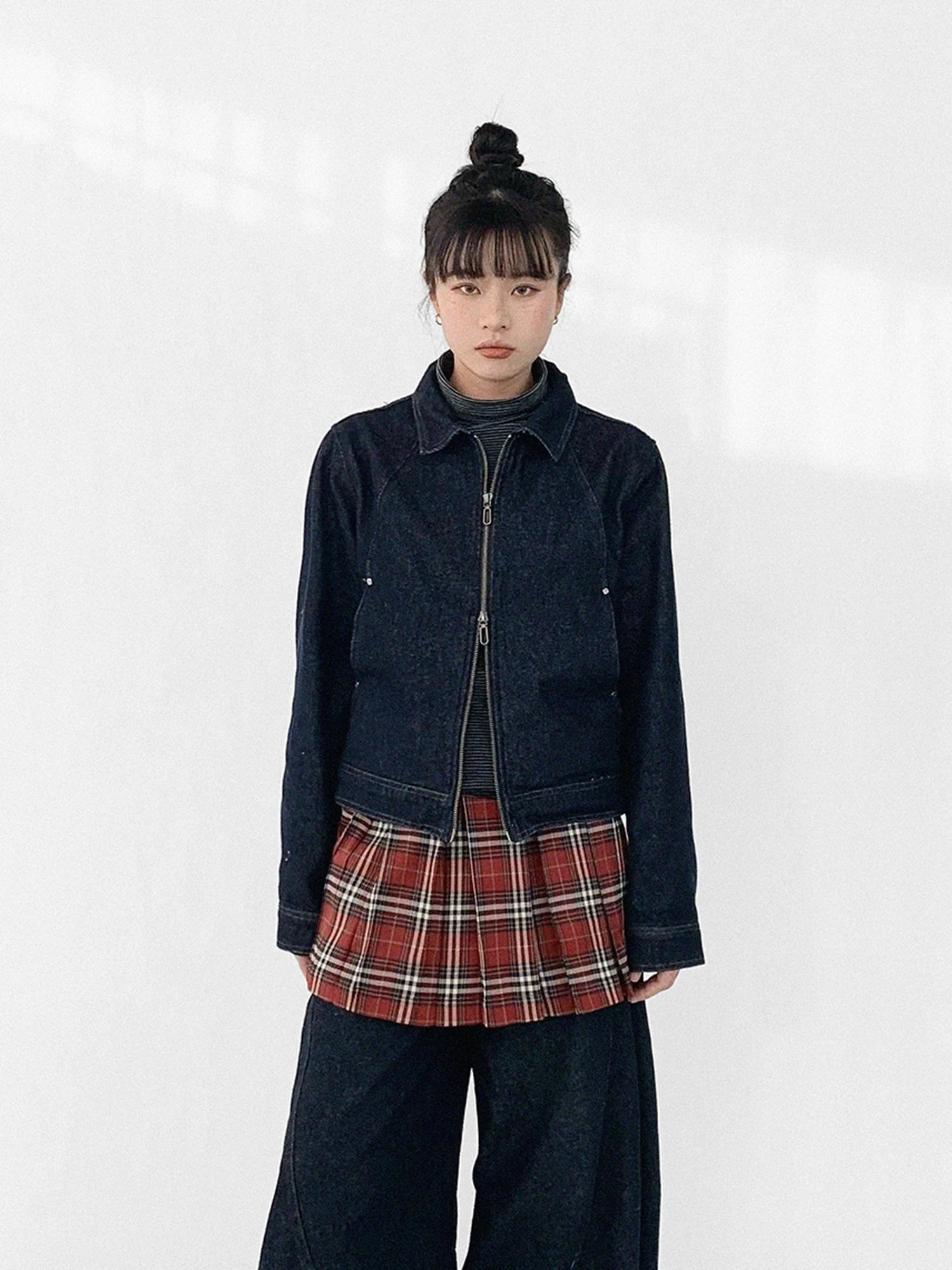 Vintage Washed Denim Jacket Unisex Cropped Trucker