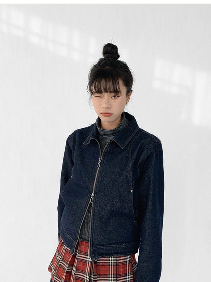 innomoood Vintage Washed Denim Jacket Unisex Cropped Trucker