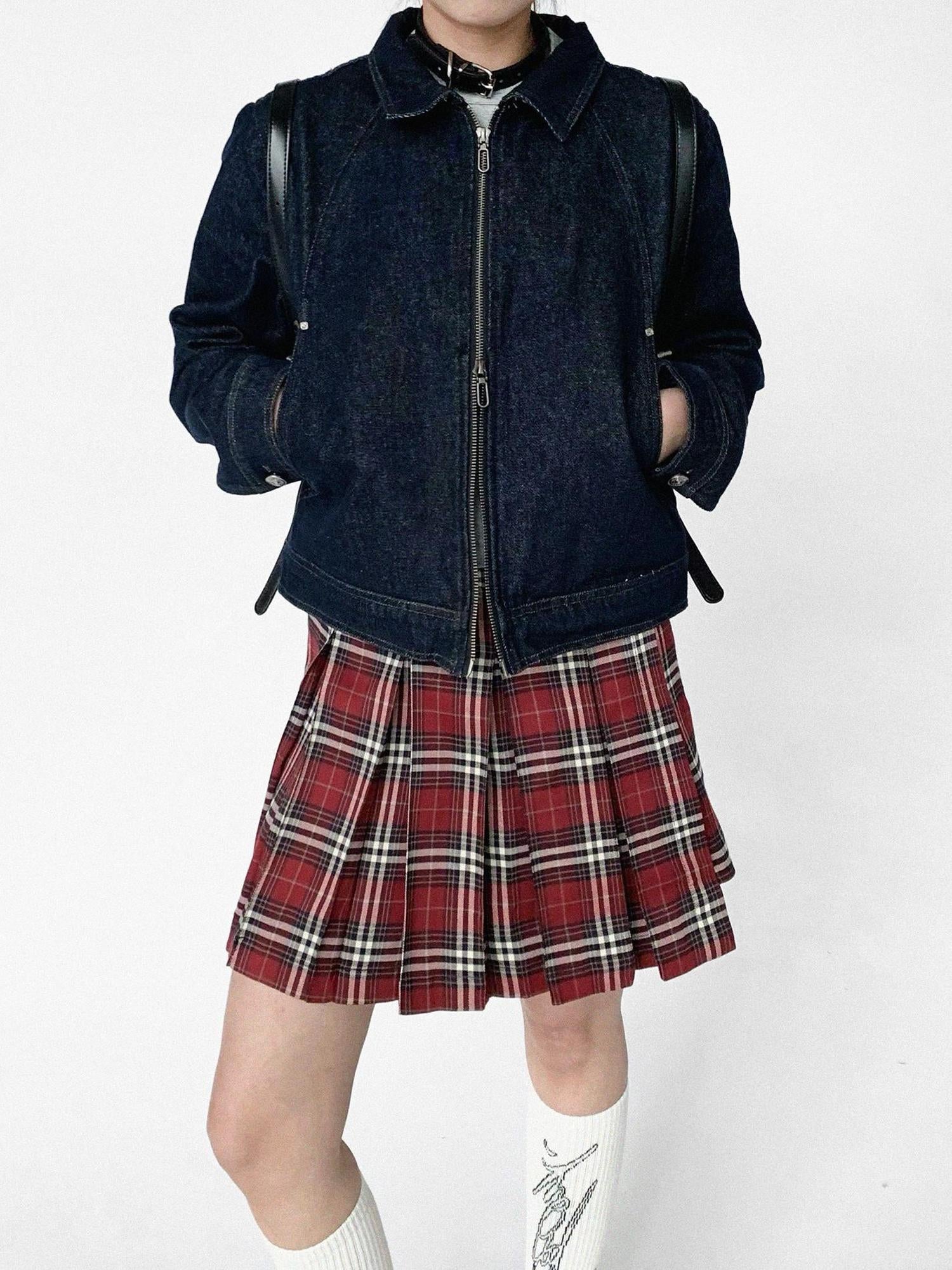 innomoood Vintage Washed Denim Jacket Unisex Cropped Trucker