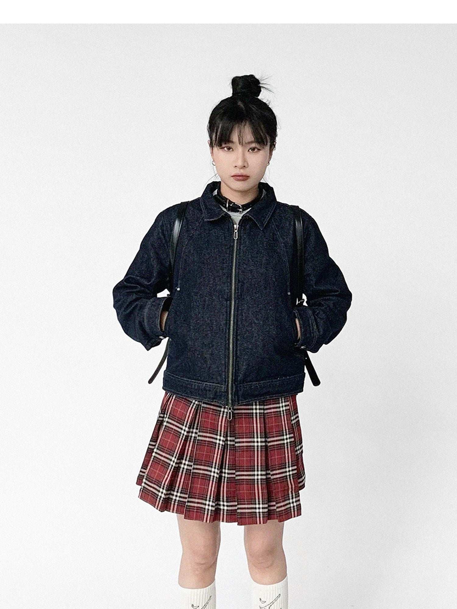 innomoood Vintage Washed Denim Jacket Unisex Cropped Trucker