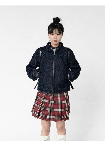 innomoood Vintage Washed Denim Jacket Unisex Cropped Trucker