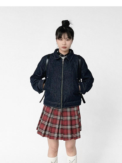 Vintage Washed Denim Jacket Unisex Cropped Trucker