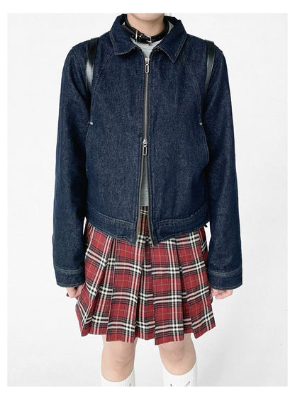innomoood Vintage Washed Denim Jacket Unisex Cropped Trucker