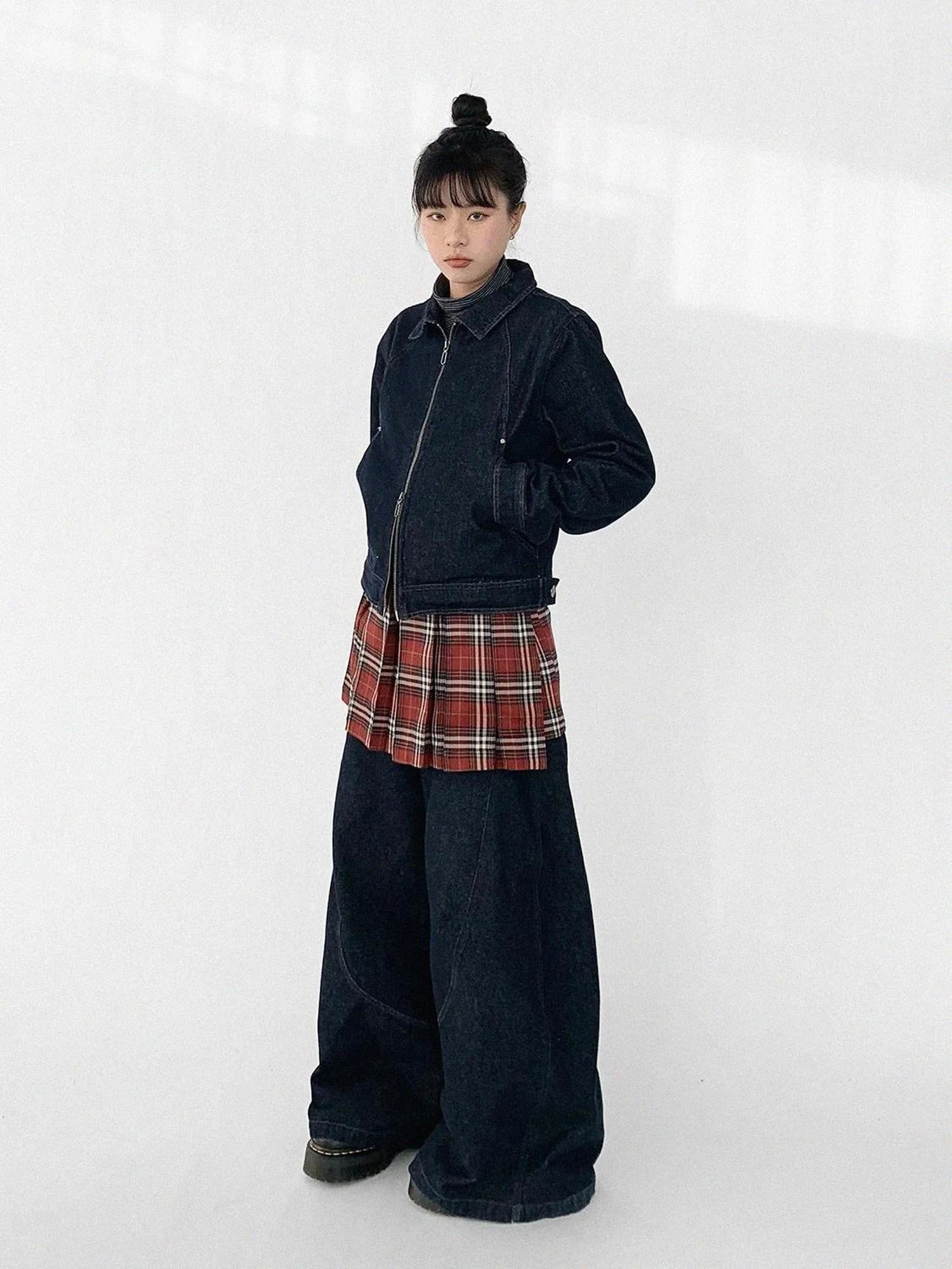 Vintage Washed Denim Jacket Unisex Cropped Trucker