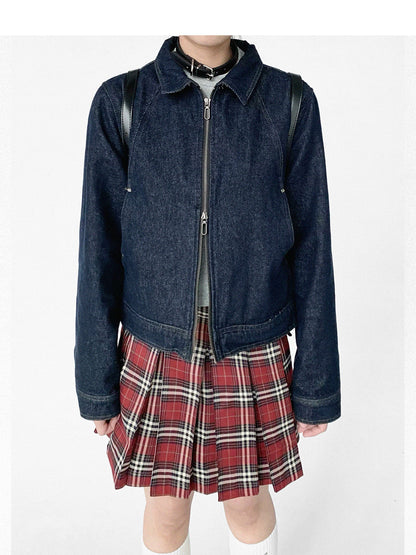 innomoood Vintage Washed Denim Jacket Unisex Cropped Trucker