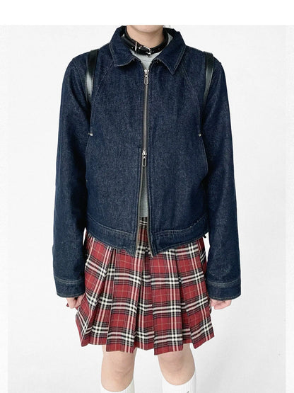 Vintage Washed Denim Jacket Unisex Cropped Trucker