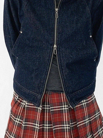 Vintage Washed Denim Jacket Unisex Cropped Trucker