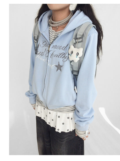 innomoood Vintage Washed Indigo Hooded Sweatshirt