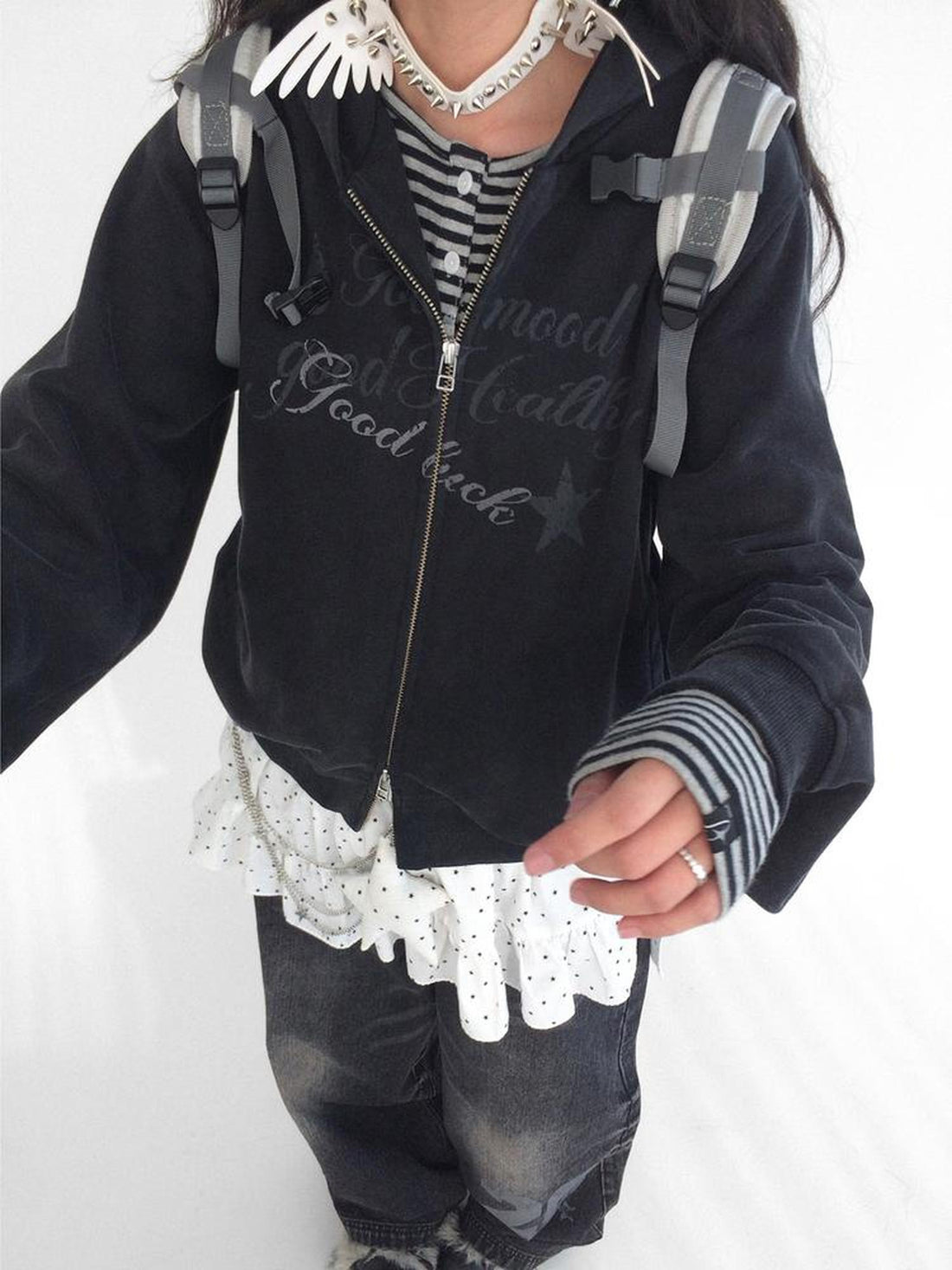innomoood Vintage Washed Indigo Hooded Sweatshirt