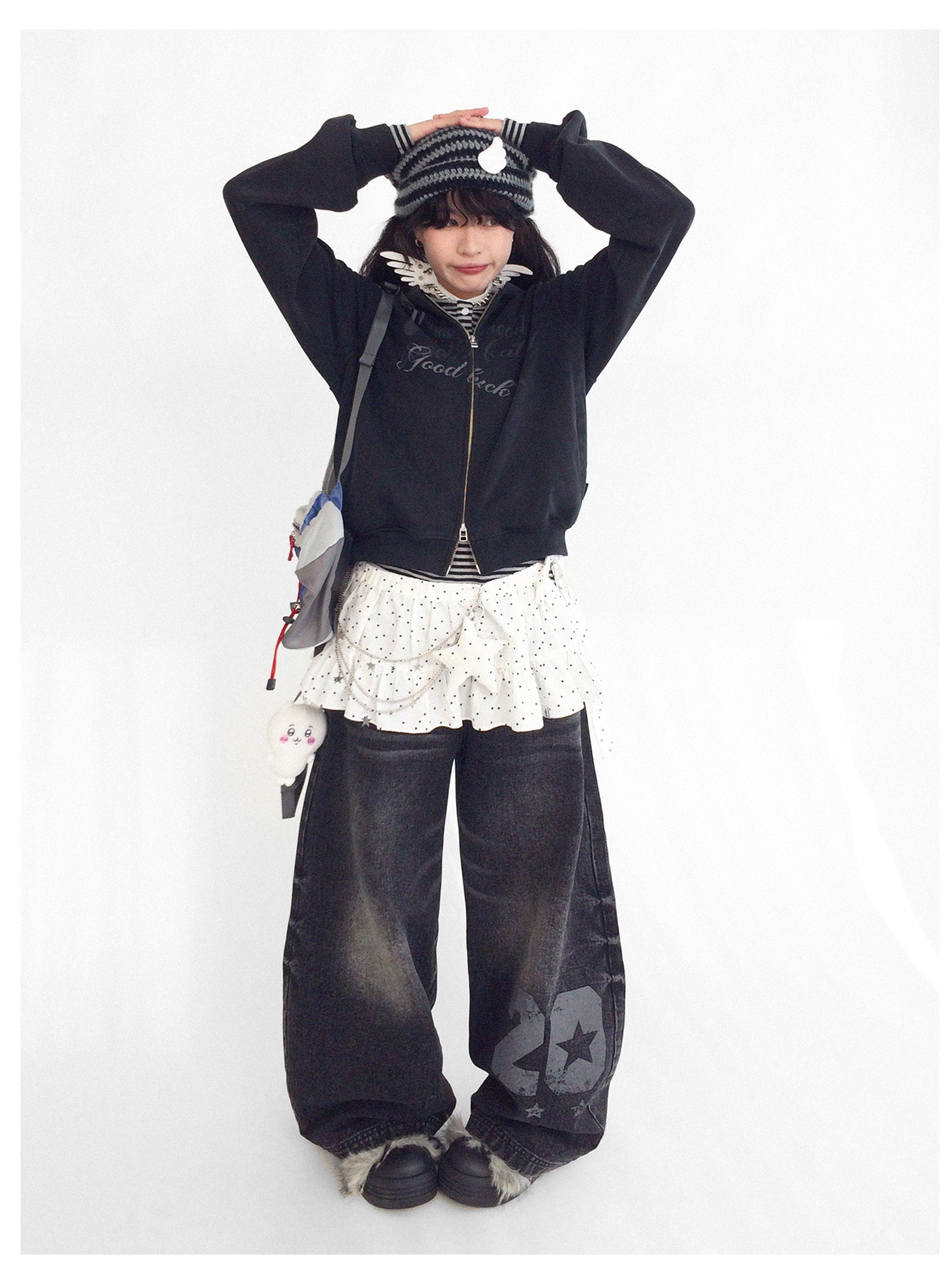 innomoood Vintage Washed Indigo Hooded Sweatshirt