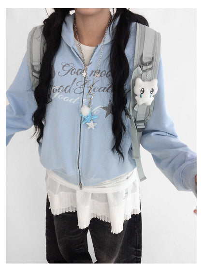 innomoood Vintage Washed Indigo Hooded Sweatshirt