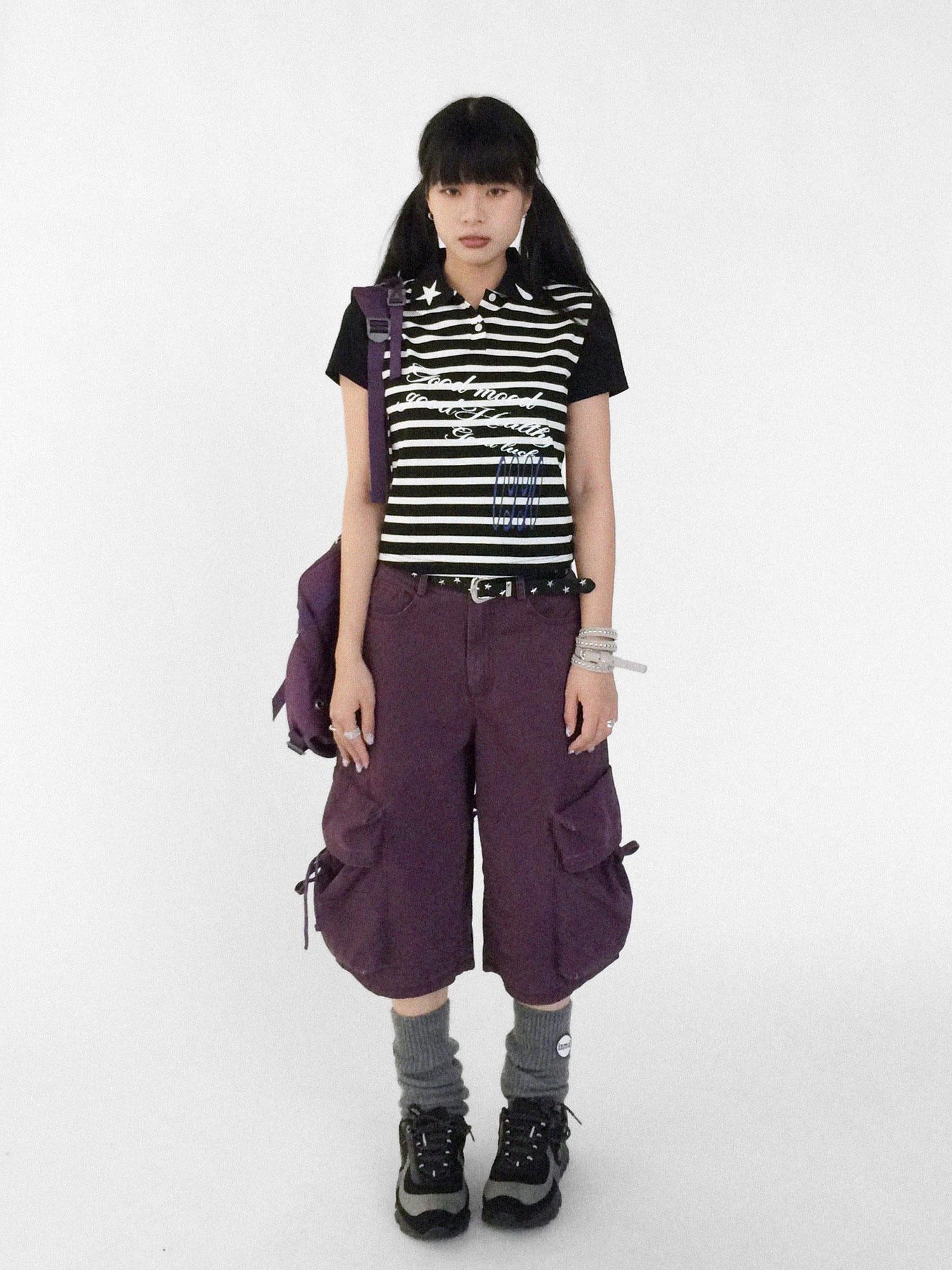 innomoood Vintage Washed Low Rise Cargo Pants