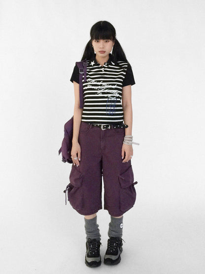 innomoood Vintage Washed Low Rise Cargo Pants
