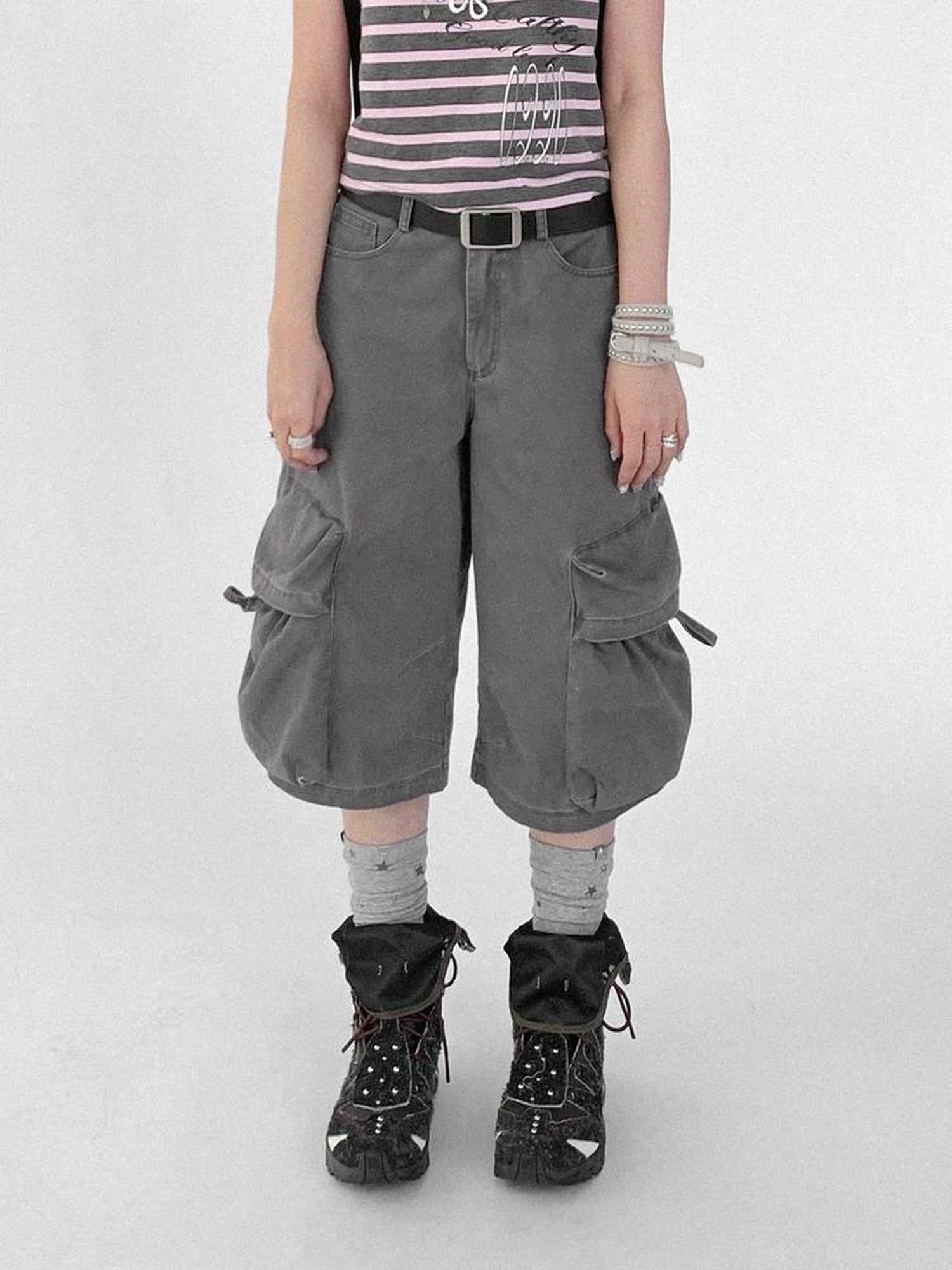 innomoood Vintage Washed Low Rise Cargo Pants