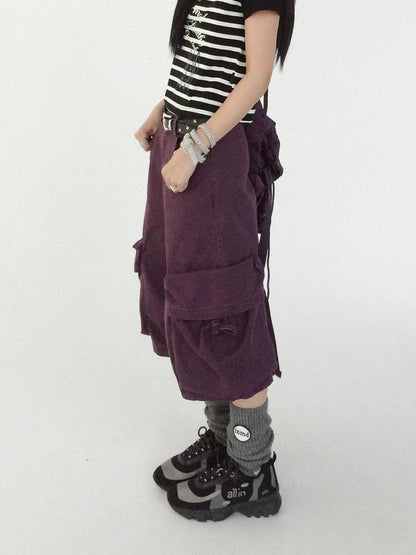innomoood Vintage Washed Low Rise Cargo Pants
