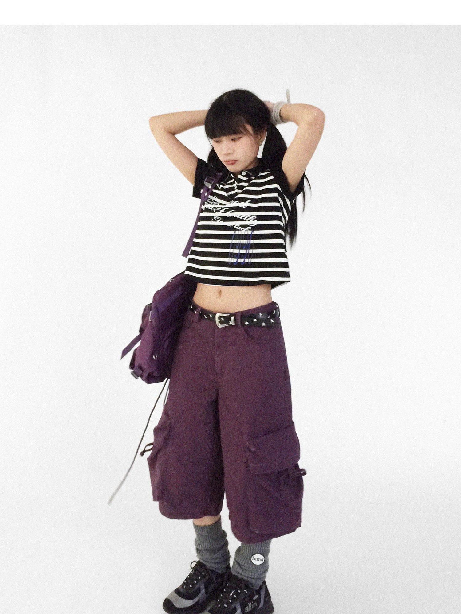 innomoood Vintage Washed Low Rise Cargo Pants
