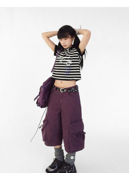 innomoood Vintage Washed Low Rise Cargo Pants