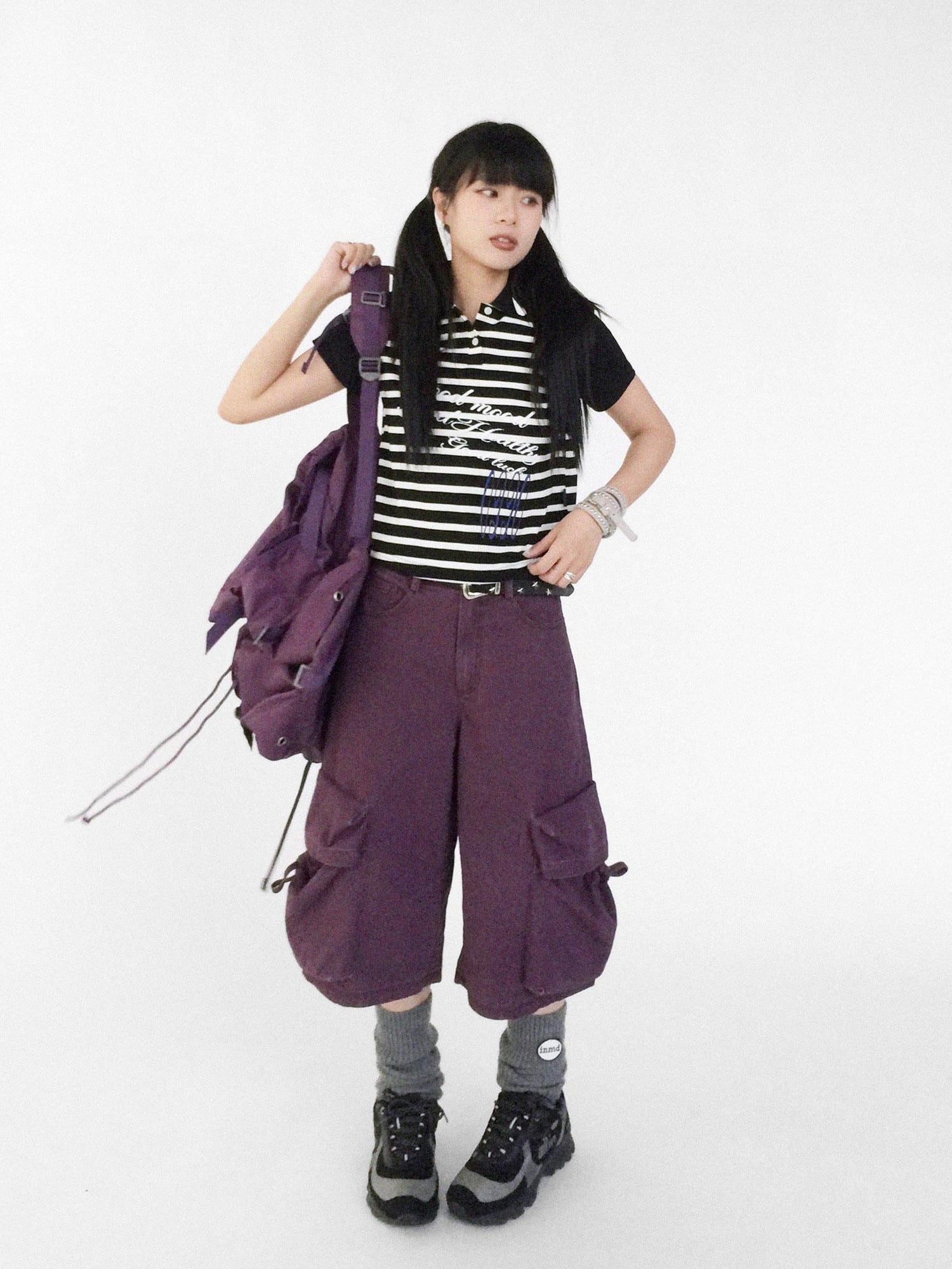innomoood Vintage Washed Low Rise Cargo Pants
