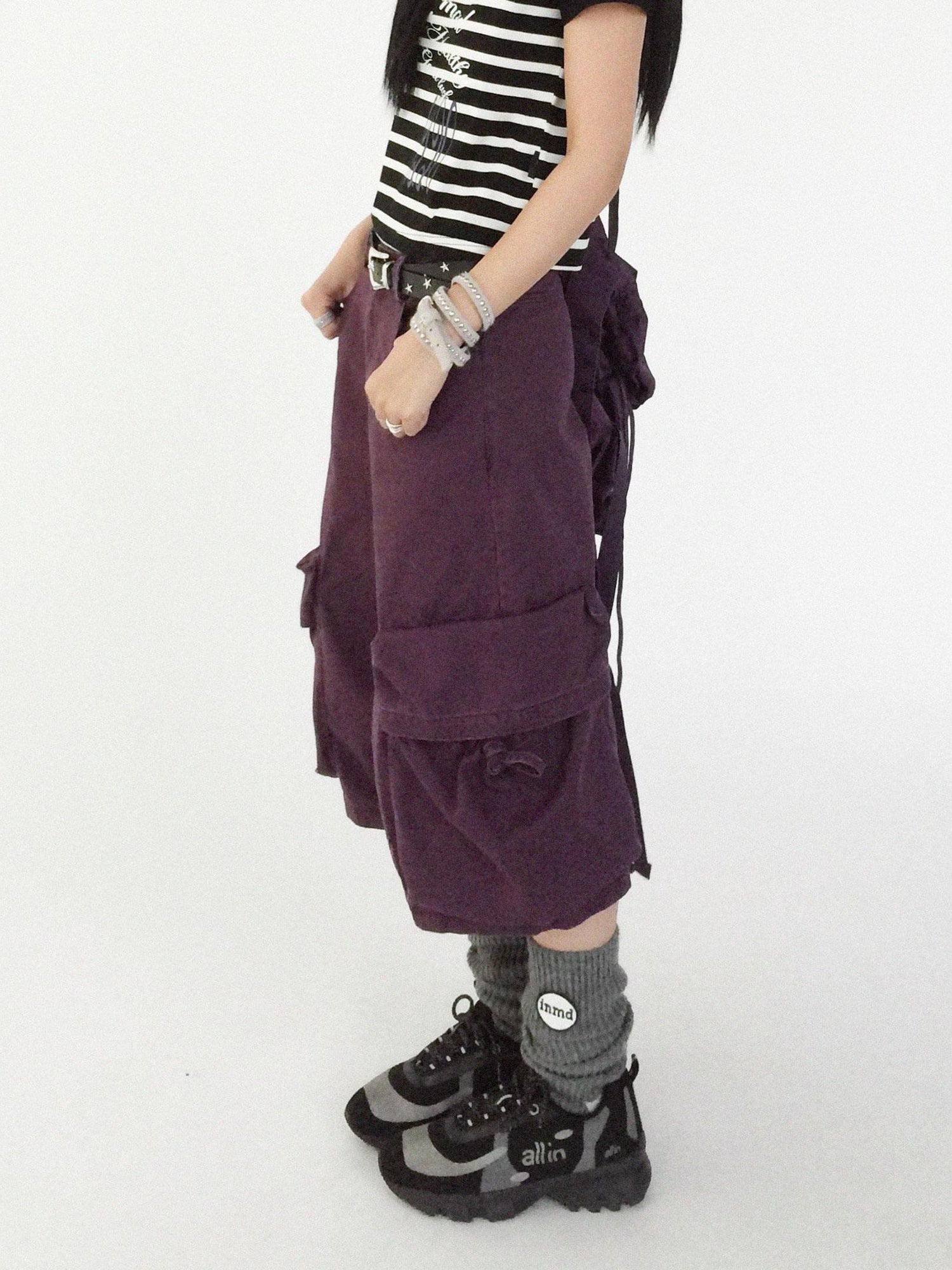 innomoood Vintage Washed Low Rise Cargo Pants