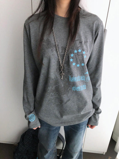 innomoood Vintage Washed Print Loose Fit Women&