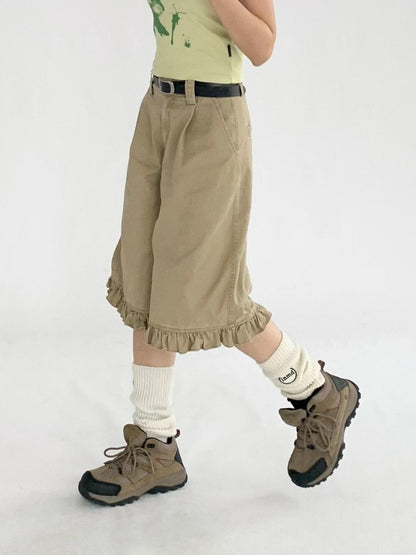 innomoood Vintage Washed Relaxed Cropped Carpenter Pants