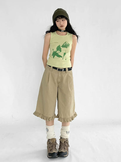 innomoood Vintage Washed Relaxed Cropped Carpenter Pants