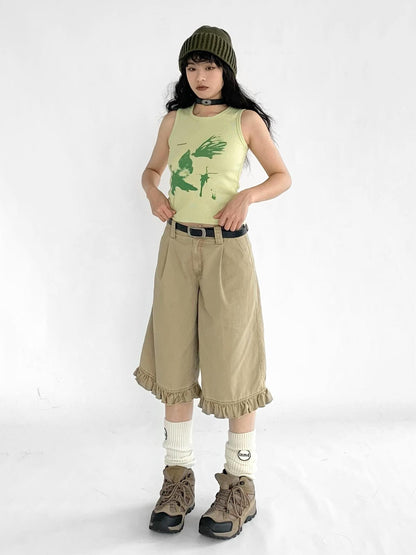 innomoood Vintage Washed Relaxed Cropped Carpenter Pants