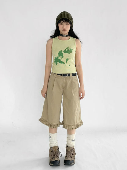 innomoood Vintage Washed Relaxed Cropped Carpenter Pants