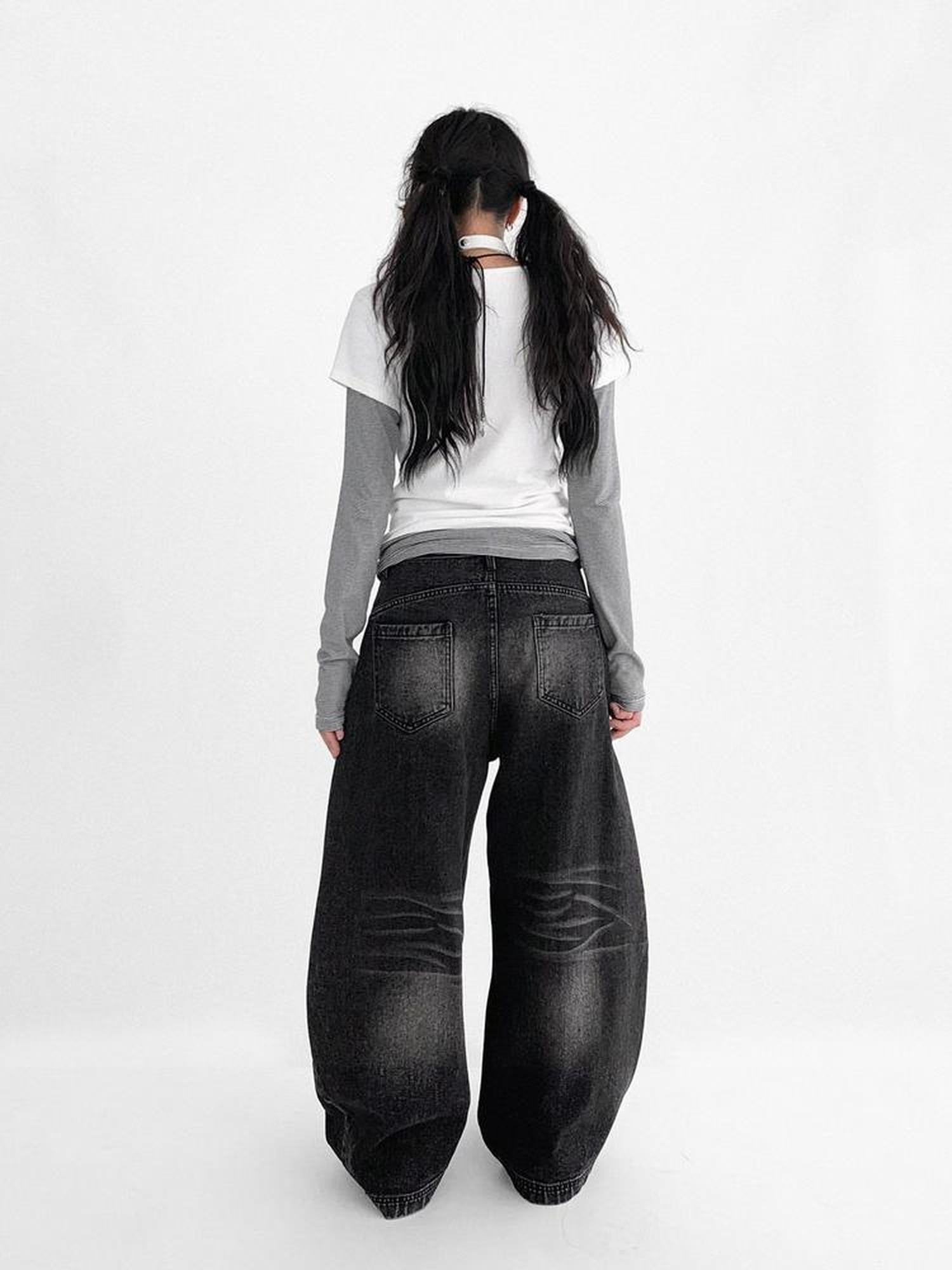 innomoood Vintage Washed Y2K Distressed Print Cargo Trousers