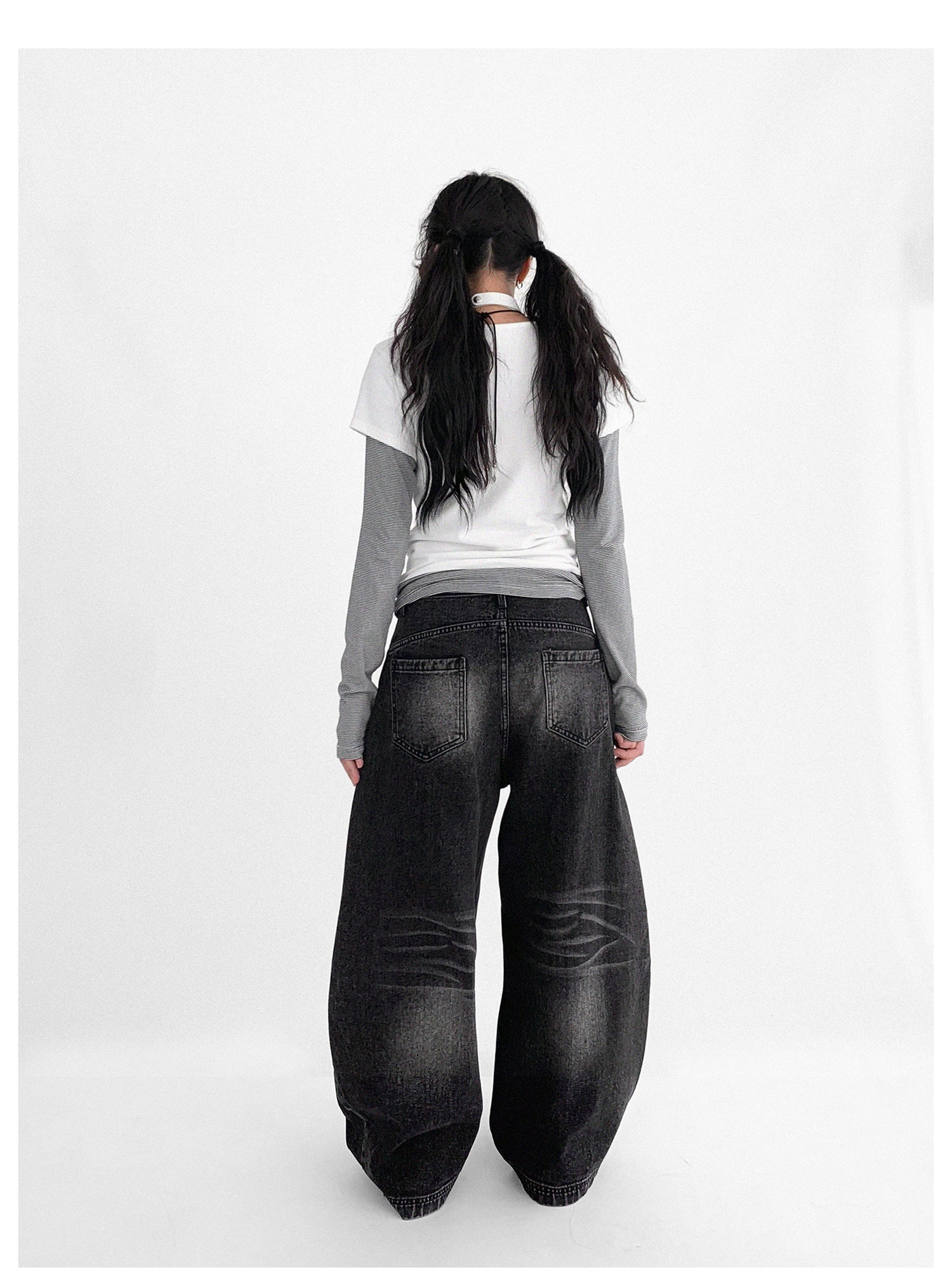innomoood Vintage Washed Y2K Distressed Print Cargo Trousers