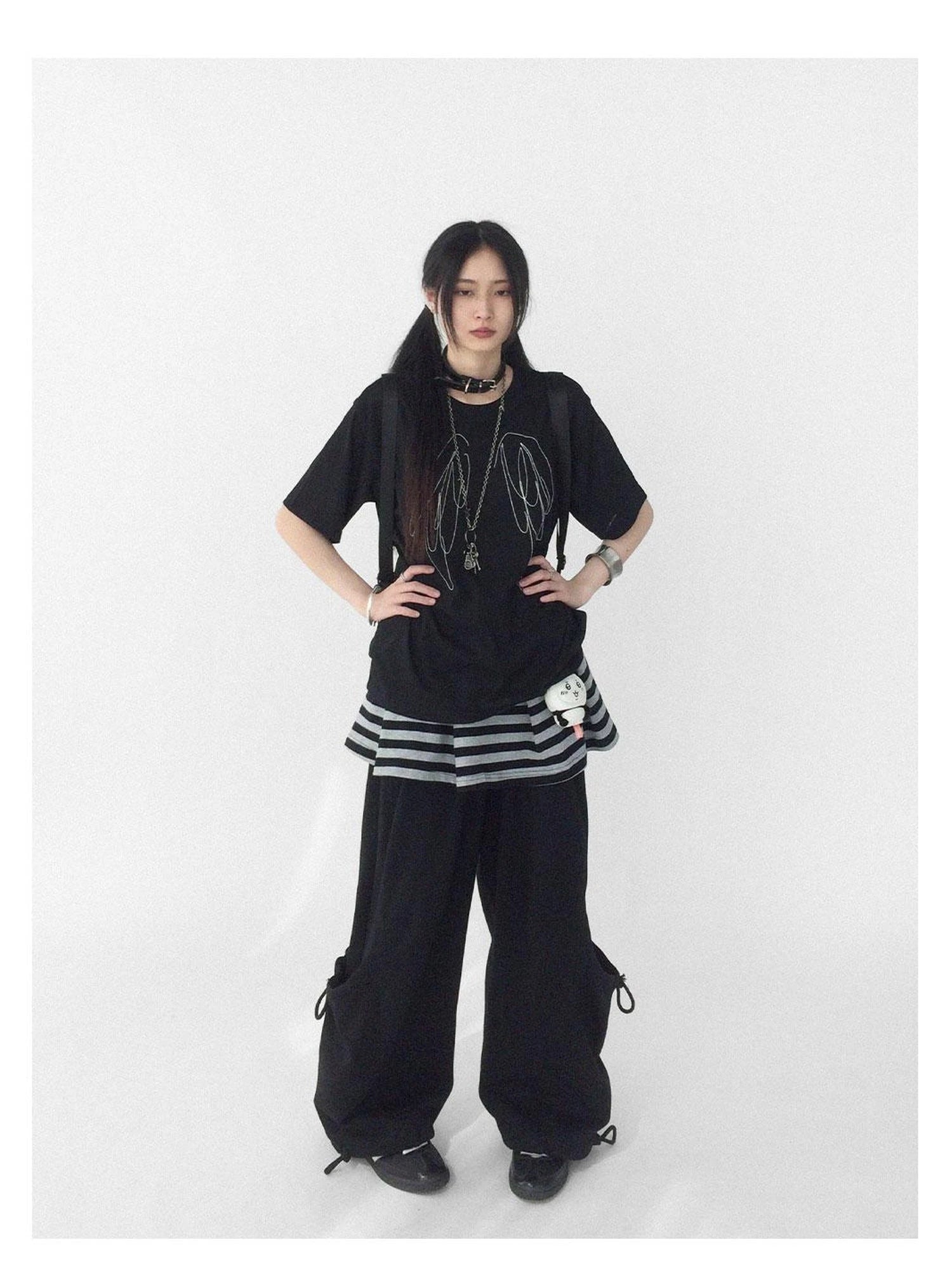 Wings Embroidered Y2K Print Layering Tee