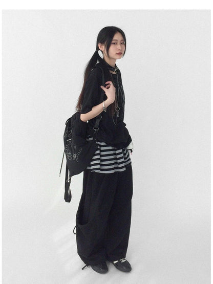 Wings Embroidered Y2K Print Layering Tee