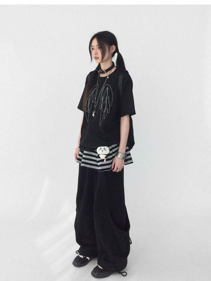 innomoood Wings Embroidered Y2K Print Layering Tee