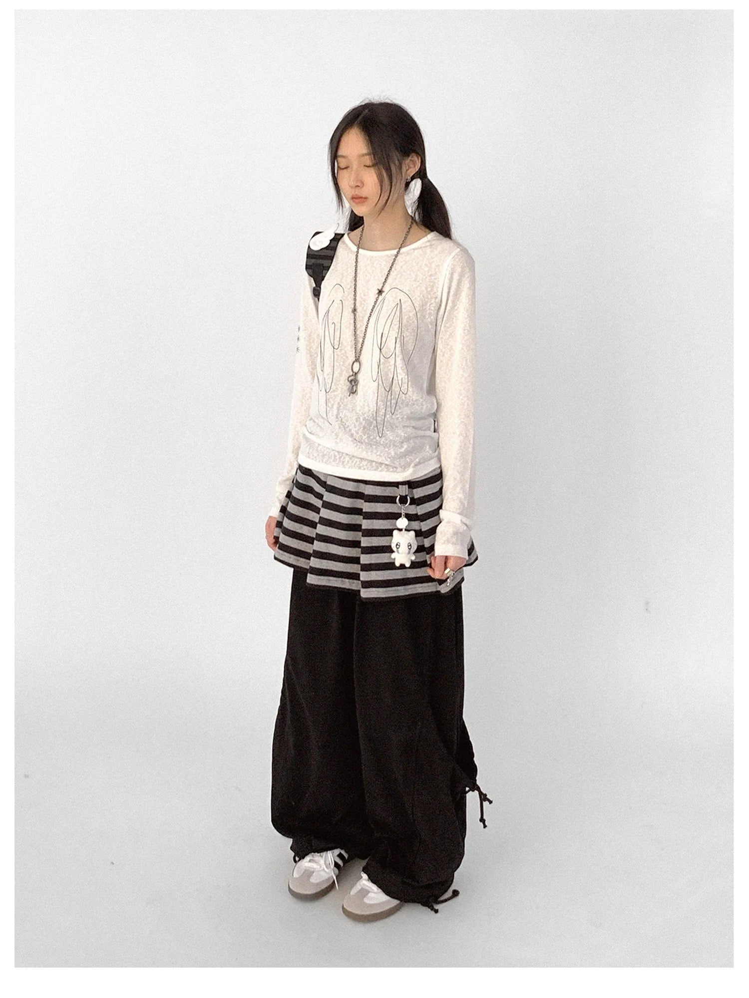 Wings Embroidered Y2K Print Layering Tee