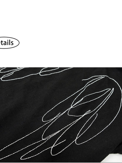 Wings Embroidered Y2K Print Layering Tee