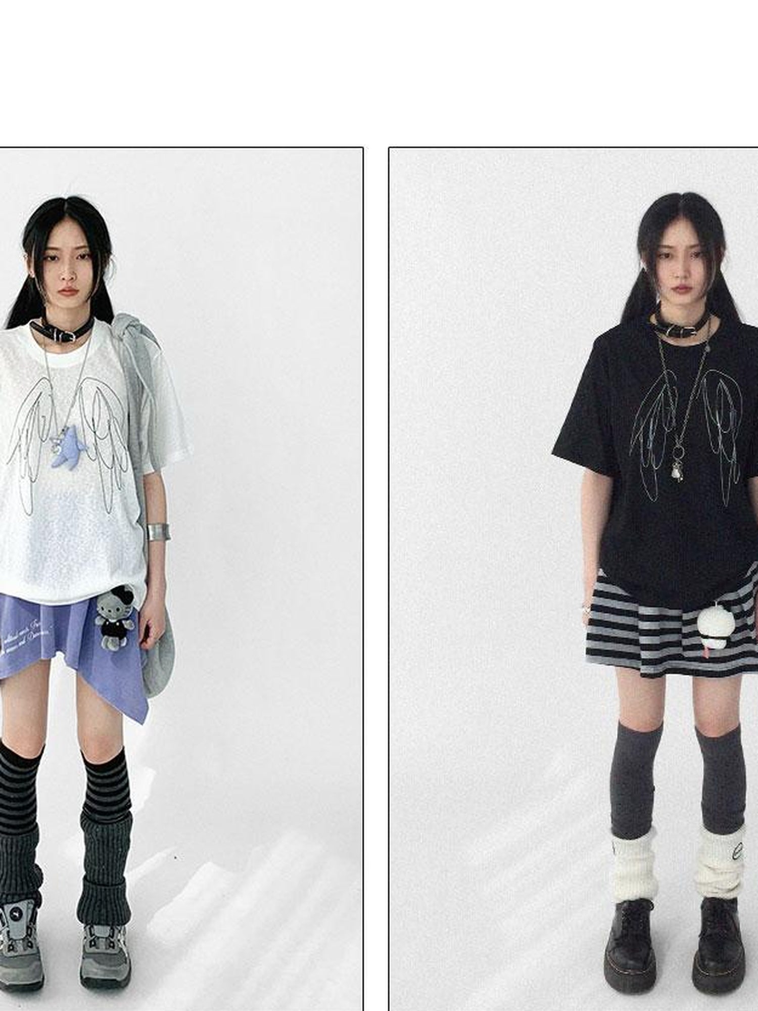innomoood Wings Embroidered Y2K Print Layering Tee