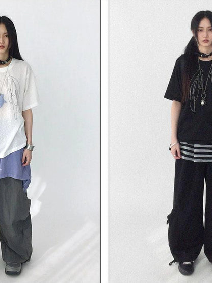 Wings Embroidered Y2K Print Layering Tee