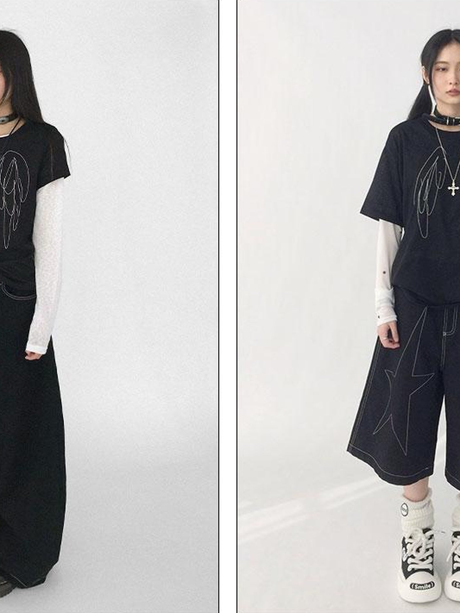 innomoood Wings Embroidered Y2K Print Layering Tee