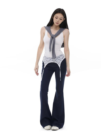 itsdinn Airy Lace Trim Air Layer Women&