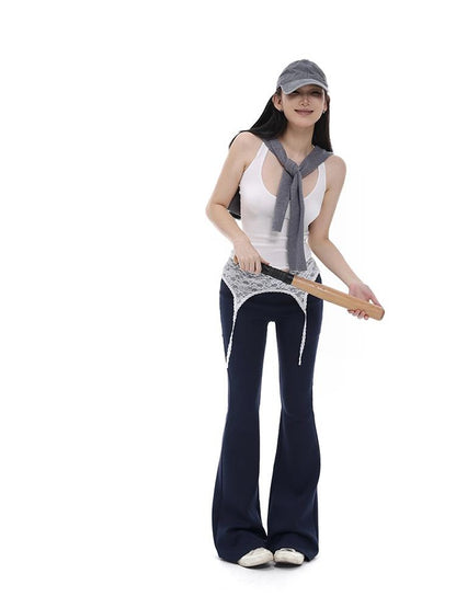 itsdinn Airy Lace Trim Air Layer Women&