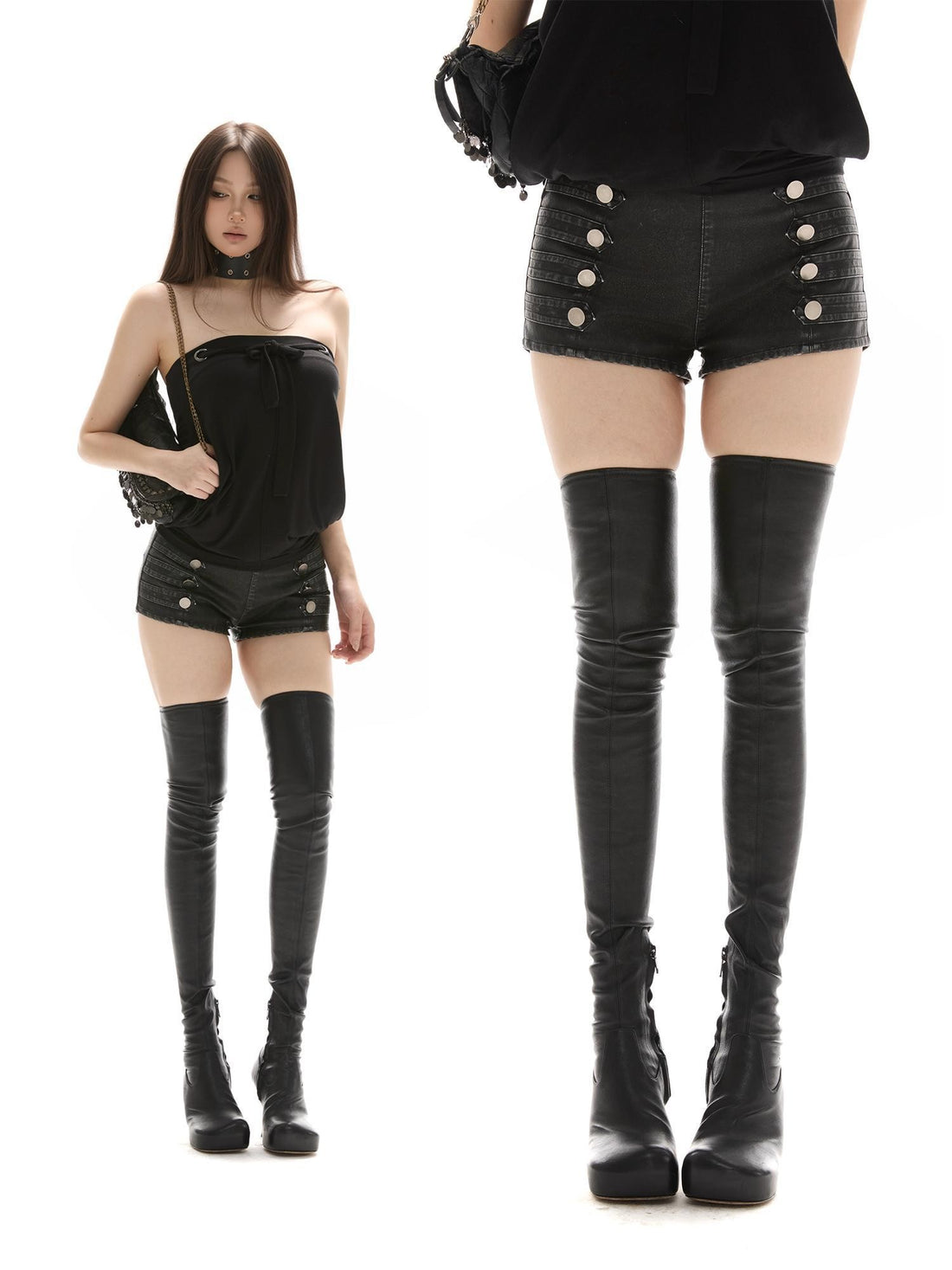 itsdinn Black Court Inspired Low Waist Hip Hugging Women&
