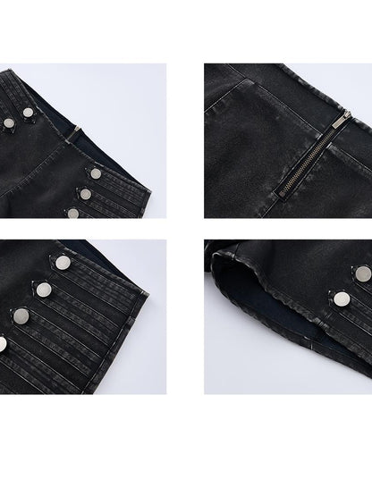 itsdinn Black Court Inspired Low Waist Hip Hugging Women&