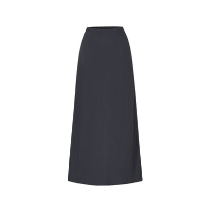 itsdinn_Black_Drawstring_Lightweight_A_Line_Slit_Long_Skirt_Women&