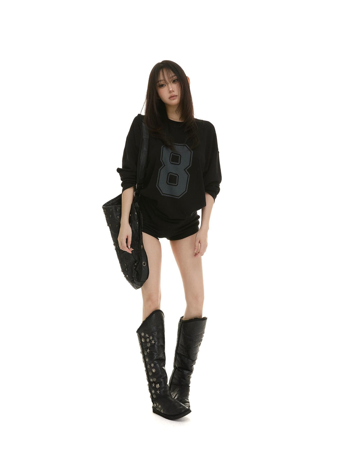 itsdinn Black Vintage Washed Waterprint Women&