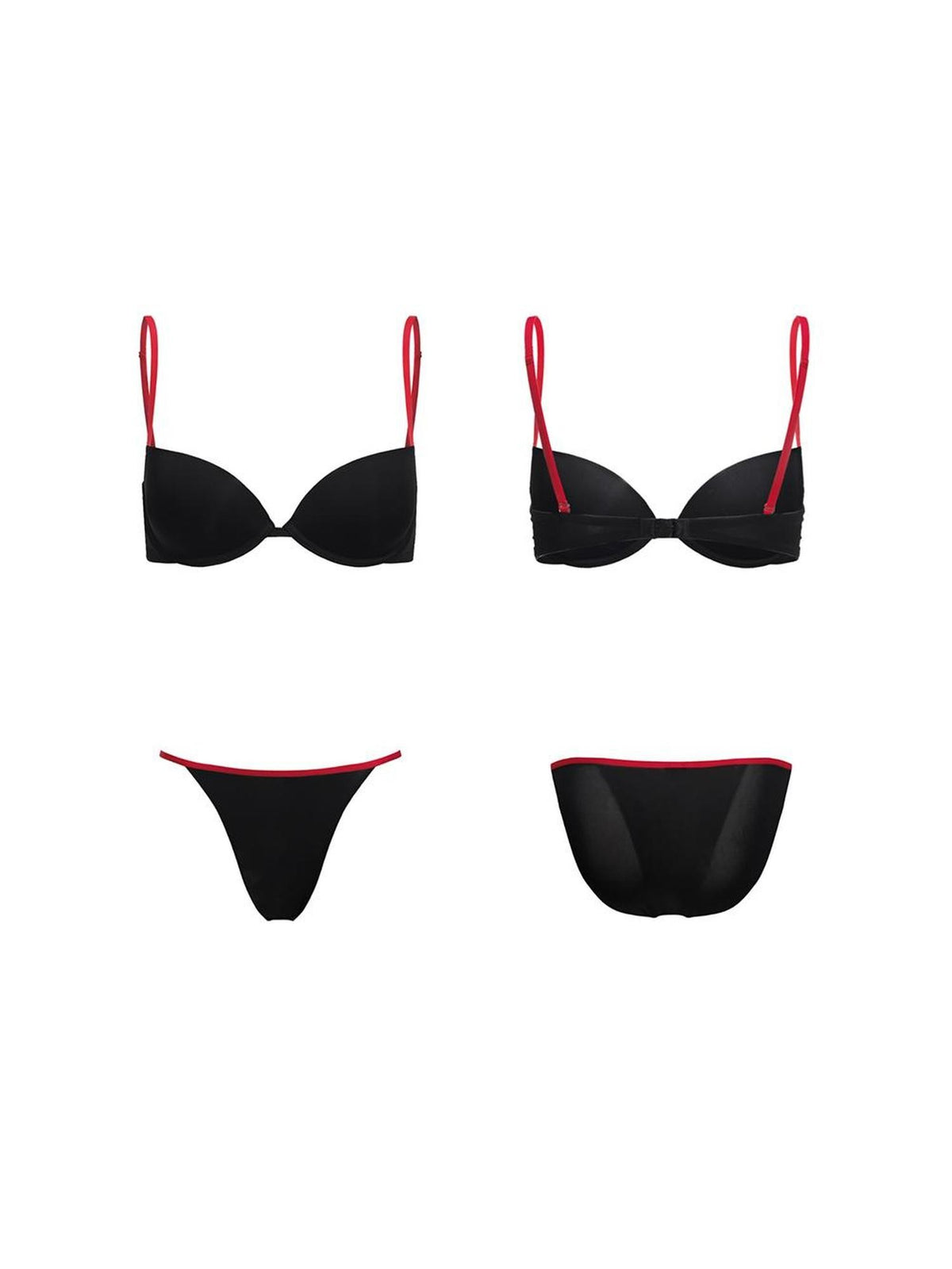 itsdinn Black White Gold Leopard Thin Red Straps Half Cup Underwire Women&