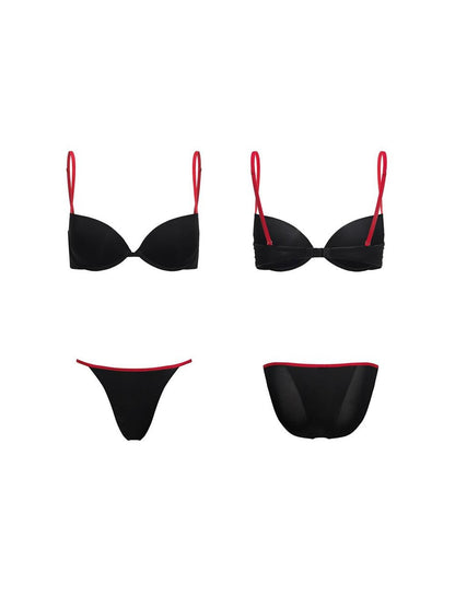 itsdinn Black White Gold Leopard Thin Red Straps Half Cup Underwire Women&